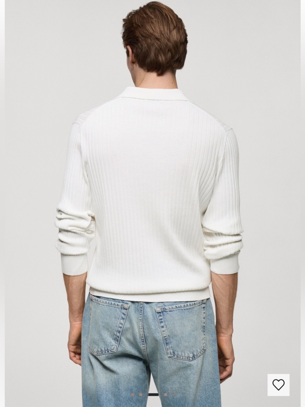 Mango Off-White Ribbed Crewneck Sweater for Men
